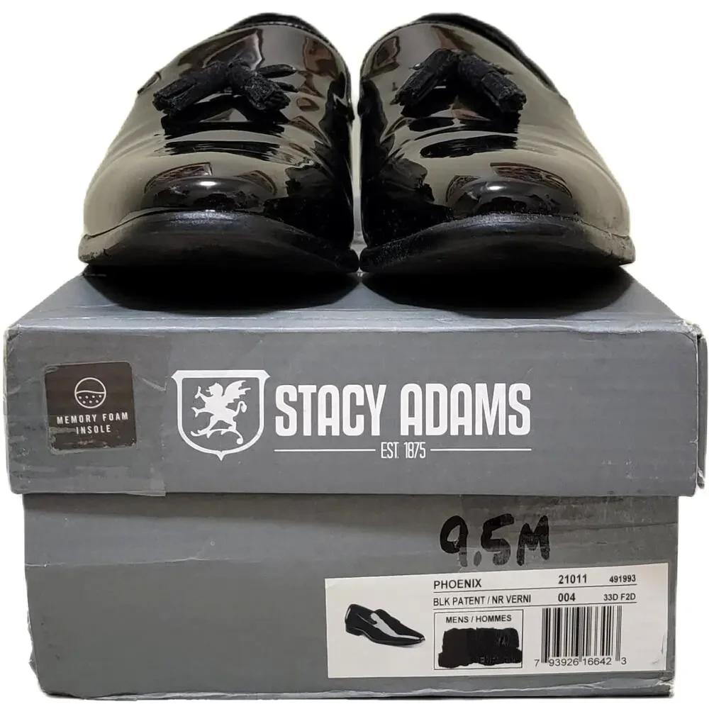 Stacy Adams Men Phoenix Slip On Tassel Dress Loafers Size US 9.5M Black Patent